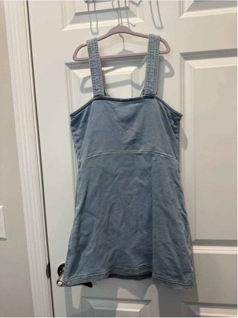 OshKosh B'gosh Girls 10/10A Denim Light Blue A-Line Dress Sleeveless Button Knee